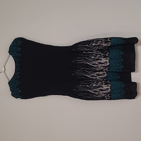 Max Edition Petite, LP, Black White and Turquoise Embroidered Dress - Picture 5 of 5